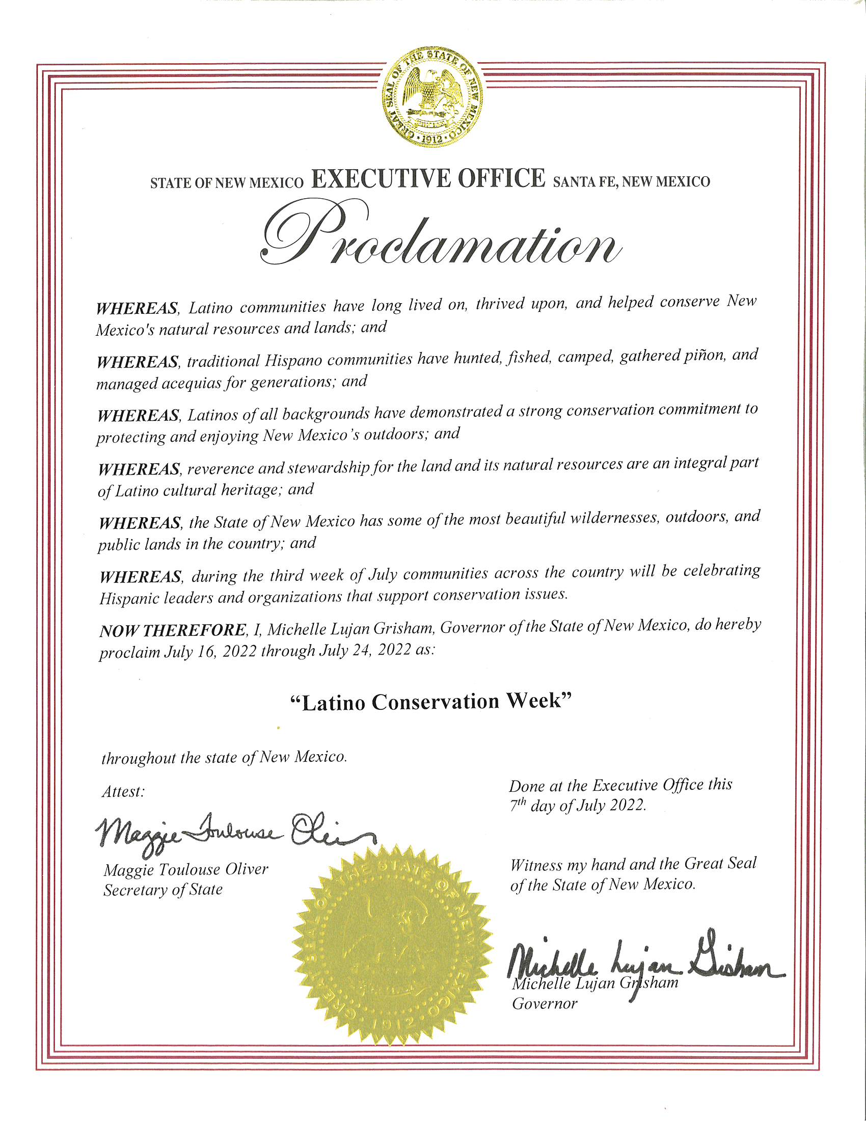 Latino Conservation Week Proclaimed!